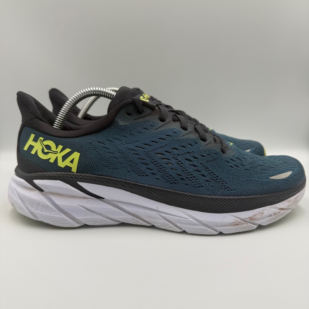Hoka One One Clifton 8 Men Size 9.5 Running Shoes Road Sneakers Blue Yellow